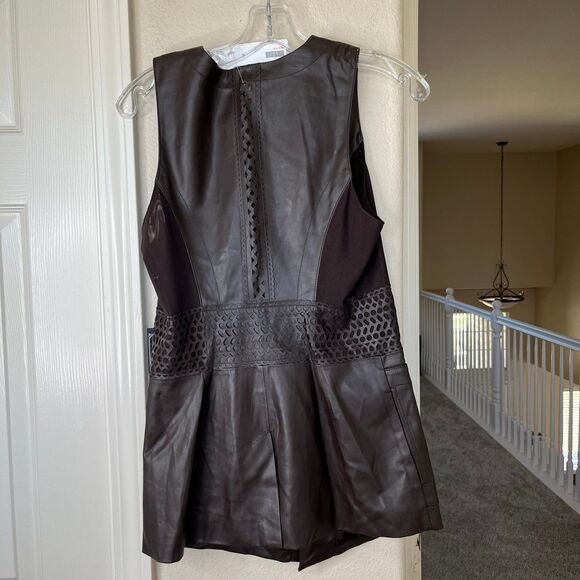 NWT Blanc Noir Leather Laser Cut Longer Sleeveless Vest-Small #432 - Picture 2 of 12